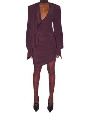 Mugler Long-Sleeve Mini Dress - Purple