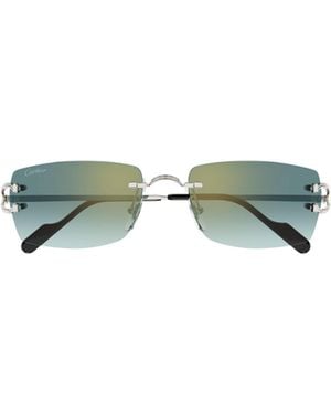 Cartier Rectangle-Rimless Sunglasses - Green