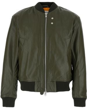 sunflower Flight Leather Jacket - Green