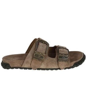 Ash Round-Toe Slippers - Brown