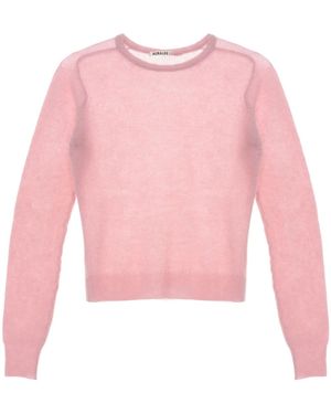 AURALEE Crew Neck Knitted Sweater - Pink