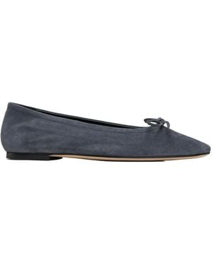 Aeyde Bow-Detail Square-Toe Flats - Blue