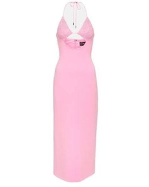David Koma Crystal-Embellished Cutout Midi Dress - Pink