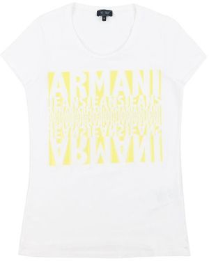 Armani Jeans Printed T-Shirt With Round Neck - White