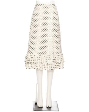 Valentino Polka Dot Printed Ruffled Skirt - White