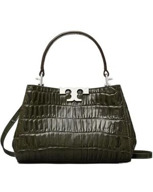 Tory Burch Mini Eleanor Croc-Embossed Satchel - Black