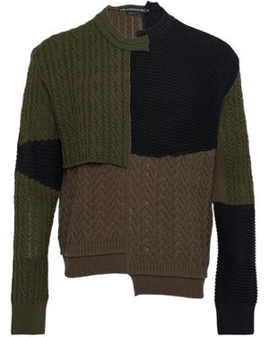 ANDERSSON BELL Patchwork Asymmetric Crew Neck Jumper - Green