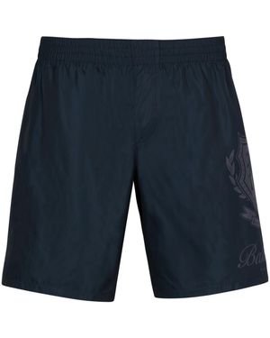 Balmain Logo Print Swim Shorts - Blue