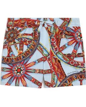 Dolce & Gabbana Carretto-Print Poplin Bermuda Shorts - Red