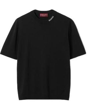 Gucci Silk Cotton T-Shirt With Intarsia - Black