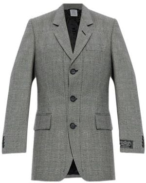 Vetements Check-Pattern Three-Button Blazer - Grey