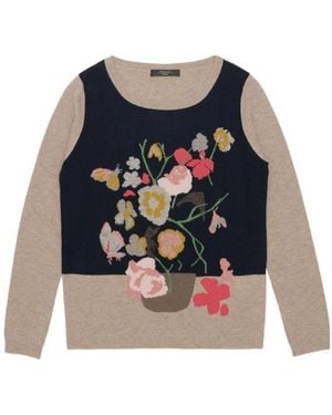 Weekend by Maxmara Round-Collar And Long-Sleeved Pullover - Blue