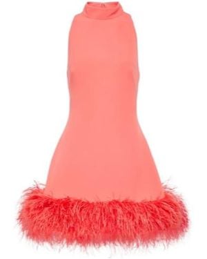 Safiyaa Latana Feather-Trimmed Crepe Mini Dress - Pink