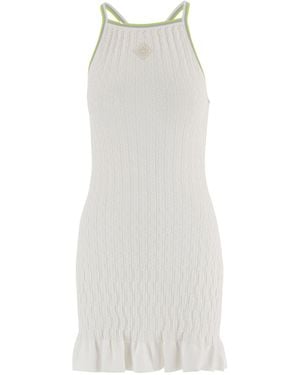 CASABLANCA Ruffled-Hem Ribbed Mini Dress - White