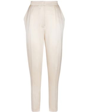 Balmain High-Waisted Silk Pants - White