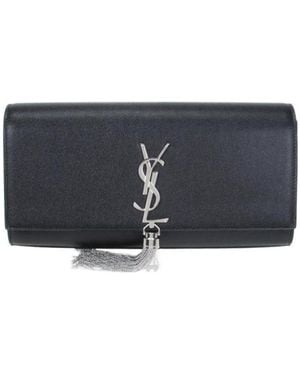 Saint Laurent Logo Button Clutch - Blue
