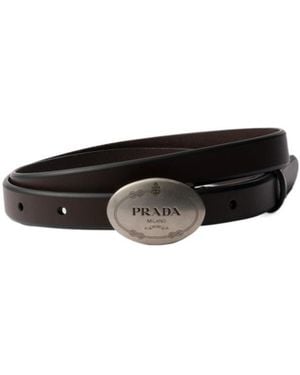 Prada Oval-Buckle Belt - White