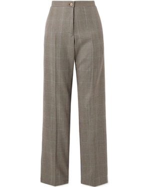 Giuliva Heritage Plaid High-Waisted Straight-Leg Trousers - Grey