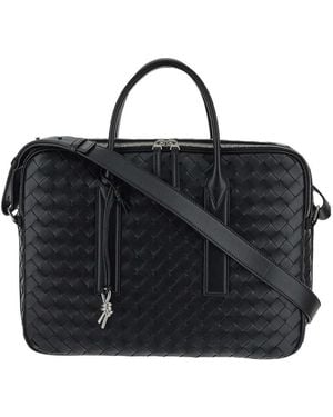 Bottega Veneta Intrecciato Zipped Travel Bag - Black