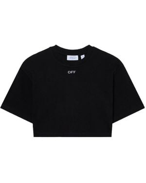Off-White c/o Virgil Abloh Off Stamp Ribbed Cropped T-Shirt - Black