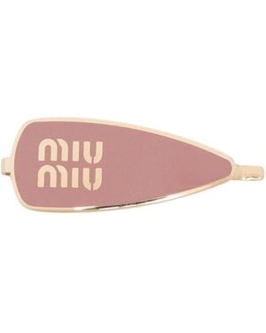 Miu Miu Logo-Detailed Hair Clip - Pink