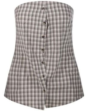 Nanushka Brites Checked Strapless Top - Gray