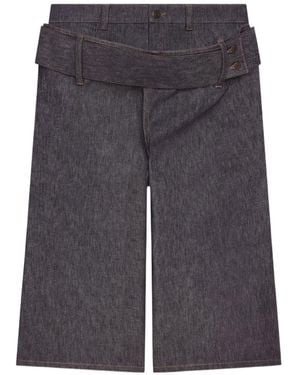 Courreges Double-Belted Denim Shorts - Grey