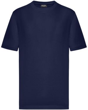 ZEGNA Oasi Lino Crewneck T-Shirt - Blue