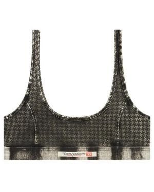 DIESEL Logo Detail Denim Bra - Gray