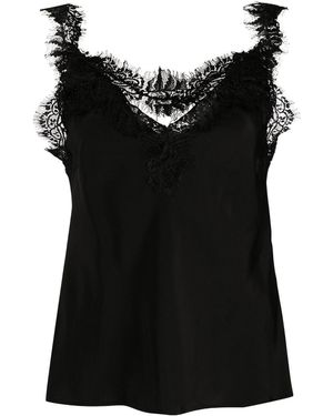 Gold Hawk Lace Panel Silk Blouse - Black