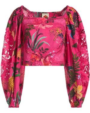 FARM Rio Floral Lace Cropped Top - Red