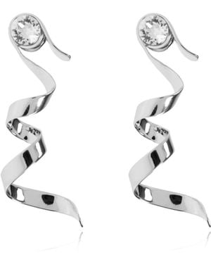 Dries Van Noten Swirl Embellished Earrings - White