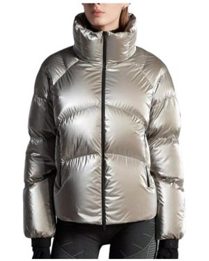 Moncler Stand Collar Logo Down Jacket - Grey