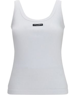 Dolce & Gabbana Logo Patch Jersey Tank Top - White