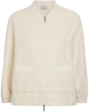Moncler Logo-Appliquéd Layered Bouclé Cardigan - White