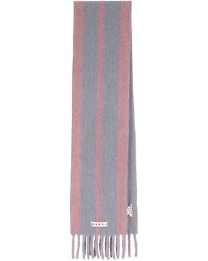 Marni Striped Fringed Scarf - Purple