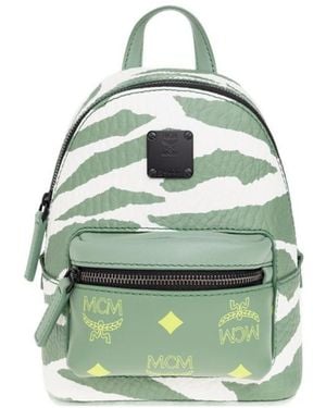 MCM Animal Printed Logo Patch Detailed Backpack - Green