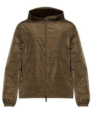 Emporio Armani Reversible Monogram Hooded Jacket - Green