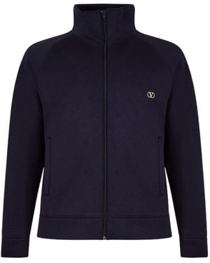 Valentino Zippered Long Sleeve Casual Jacket - Blue