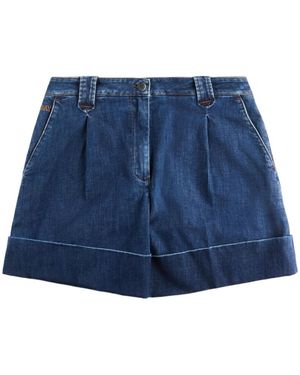 Fay Logo Embroidered Denim Shorts - Blue