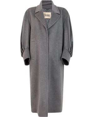 Herno Long Puff-Sleeve Coat - Gray