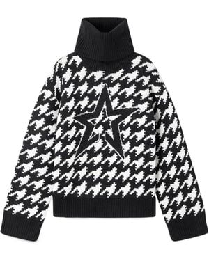 Perfect Moment Jacquard-Knit Houndstooth Wool Turtleneck Jumper - Black