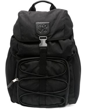 Palm Angels Logo Patch Foldover Top Backpack - Black