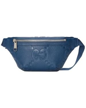 Gucci Small Jumbo Gg Leather Belt Bag - Blue