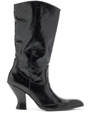 DIESEL D-Luffy Patent Leather Boots - Black