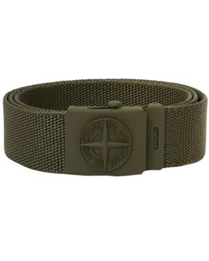 Stone Island Debossed-Logo Detail Buckle Belt - Green