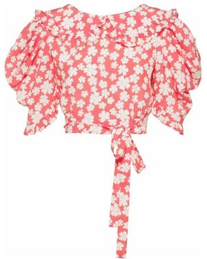Miu Miu Cropped Marocain Blouse - Red