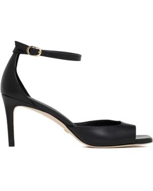 Stuart Weitzman Square-Toed High-Heeled Sandals - Black