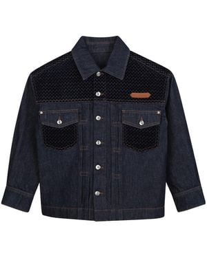 Lanvin Chevron-Quilted Paneled Jacket - Blue