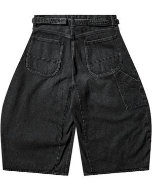 Sacai Belted Barrel-Leg Shorts - Grey